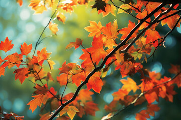 The depiction captures the transformative nature of autumn, as green leaves surrender their vitality and transform into vibrant flames, mirroring the growth and change that awaits