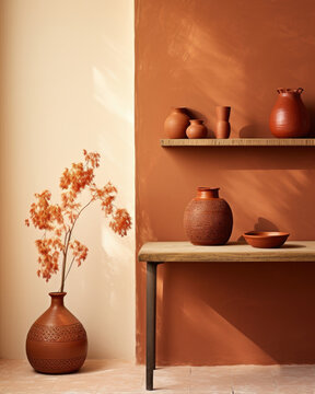 A beautifully crafted DIY creation, capturing the essence of terracotta with its warm, reddishbrown tones.