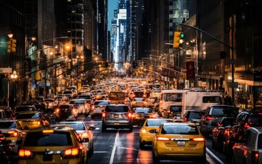 Time-Lapse of Rush Hour Traffic in New York. Generative AI
