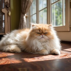A portrait of a persian cat, full body view
