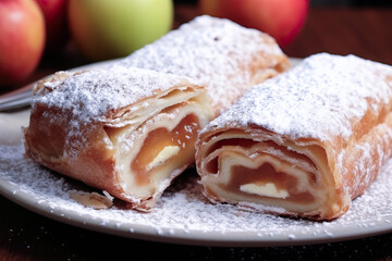 Apfelstrudel, Typical German dishes served on a plate