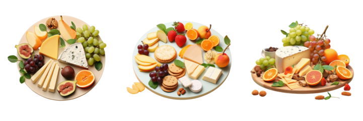 Png Set Cheese fruits and cookies arranged on a transparent background