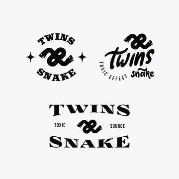 vintage twins snake vector illustration for streetwear, t shirt, printing and tattoo logo design. creative art snake design illustration. 