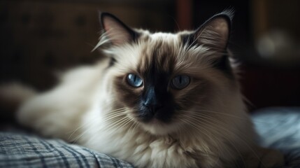 Gentle and Affectionate Birman Cat Captured in a Tender Moment, Radiating Love and Serenity