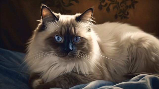 Gentle and Affectionate Birman Cat Captured in a Tender Moment, Radiating Love and Serenity
