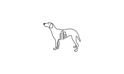 dog with town building logo icon vector template
