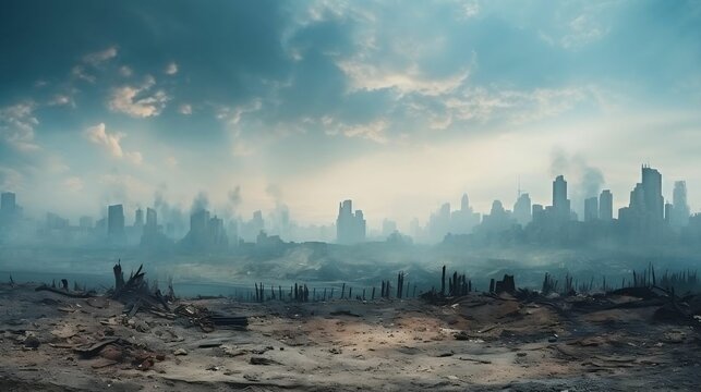 background Desolate post-apocalyptic cityscape.cool wallpaper	