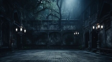 background Eerie, abandoned haunted mansion
