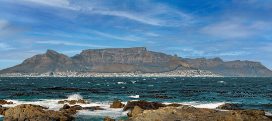 Cape town and table mountain from Robben Island