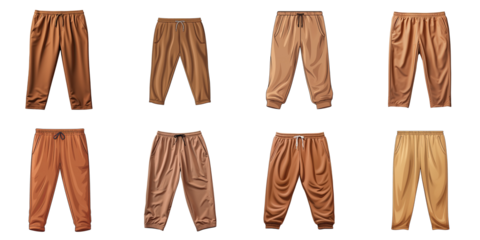 Png Set Brown sweatpants for sports isolated on a transparent background