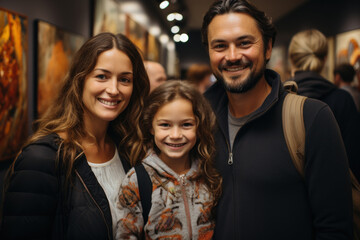 Fototapeta premium A homeschooling family participates in a local community event, showcasing the integration of education and real-world engagement. Generative AI.