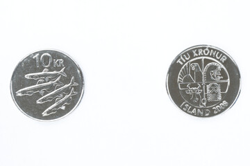 Korony islandzkie, monety 10 koron, 10 ISK.