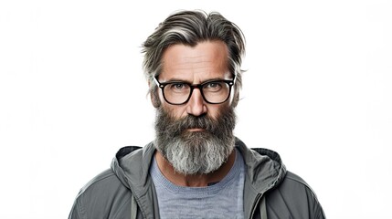 Smiling man with glasses in casual fashion - obrazy, fototapety, plakaty