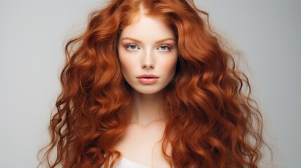 Fototapeta premium a woman with long hair with clean and healthy skin