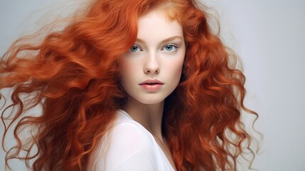 Fototapeta premium a woman with long hair with clean and healthy skin