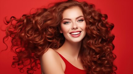 Naklejka premium a woman with long hair with clean and healthy skin