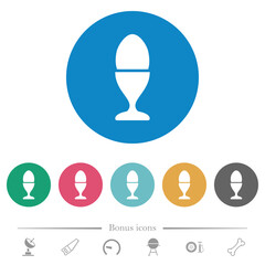 Egg in egg holder solid flat round icons