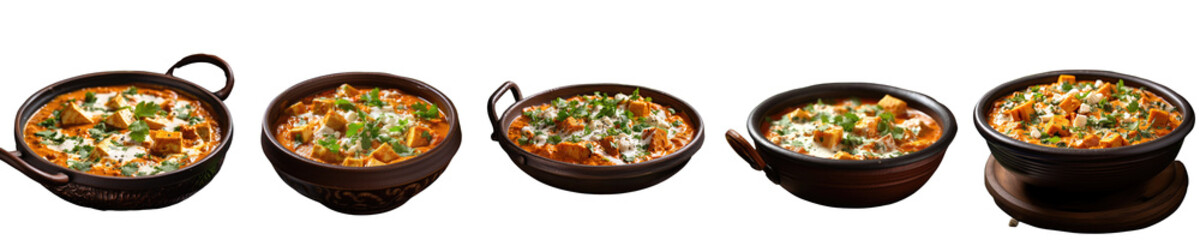 Png Set Paneer Butter Masala served in a bowl with cream and coriander on a transparent background - obrazy, fototapety, plakaty