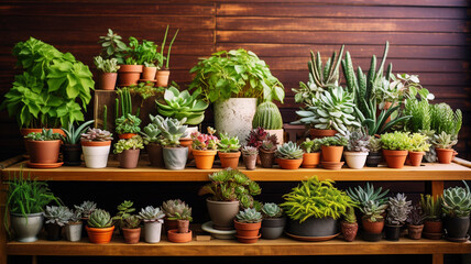 Fototapeta na wymiar the various plants in pots