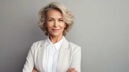 portrait of a senior businesswoman on studio background. generative ai