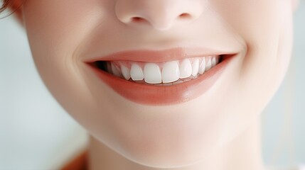 Obraz premium close up of a face with a smile. generative ai