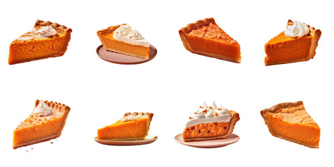 Png Set Sweet potato pie on a transparent background alone
