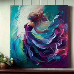 abstract oainting of a woman with big dress