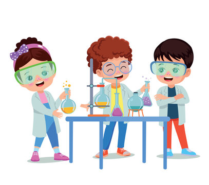 little scientist doing experiments and research