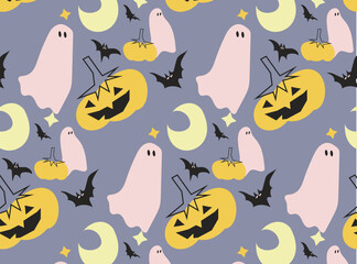 seamless pattern with halloween pumpkins
