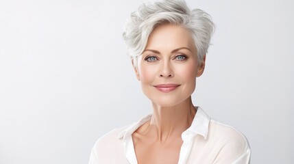 Close Up beauty woman on white background. generative ai