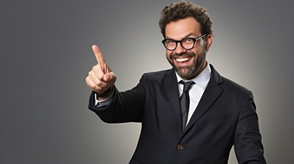 businessman pointing at you on gray background