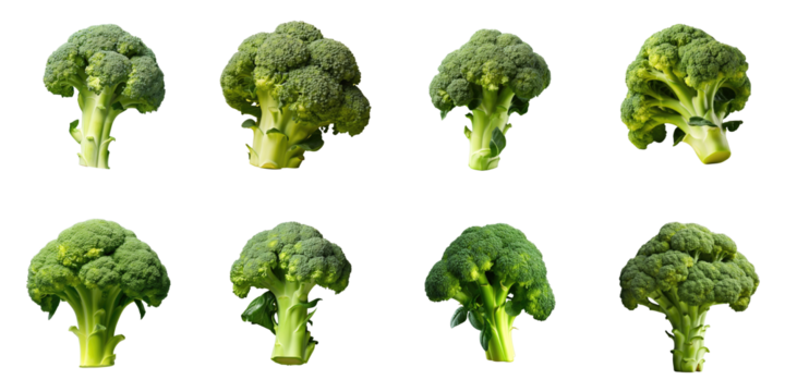 Png Set Broccoli standing alone on a transparent background