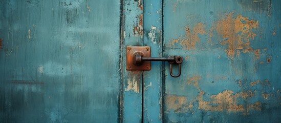 Metal door with a lock and handle s surface