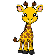 Fototapeta premium Cute little giraffe cartoon on white background