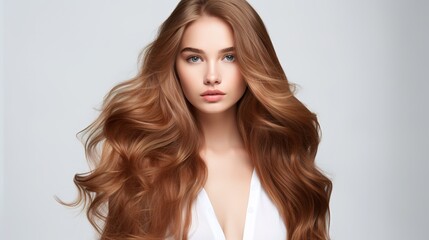 Fototapeta premium lovely woman getting a hair spa treatment, her long, lustrous hair