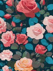 Rose Vector Artwork in Dark Background