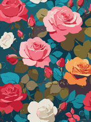 Rose Vector Artwork in Dark Background