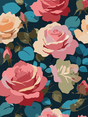 Rose Vector Artwork in Dark Background