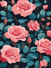 Rose Vector Artwork in Dark Background