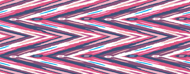 Uzbek ikat seamless pattern. Khan atlas. Traditional fabric in Central Asia.