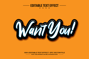 Want you 3D editable text effect template