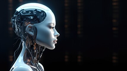 Artificial intelligence robot, AI with Digital Brain is learning processing big data, Analysis information.