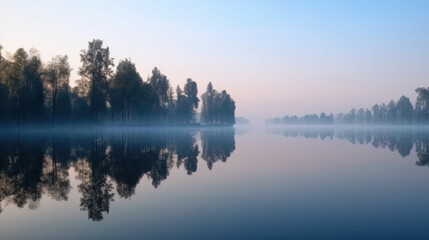 Fototapeta premium Symmetrical reflections on a calm lake