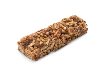 One tasty granola bar isolated on white