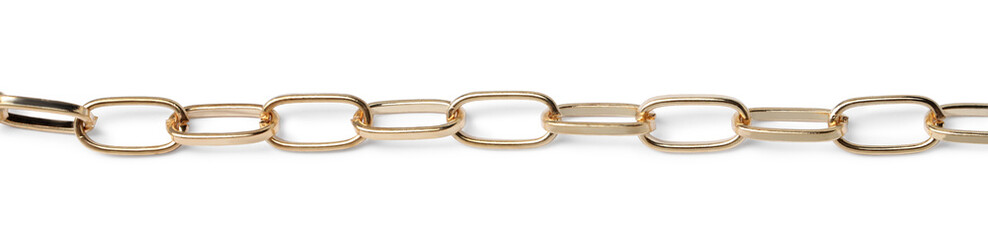 One metal chain isolated on white. Luxury jewelry