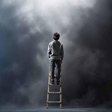 Ascending Toward Dreams: Boy on a Ladder