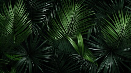 Palm Tree and Fern Branches and Leaves Graphic Background