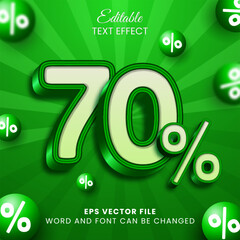 70 % off discount sale promotion 3d editable vector text effect