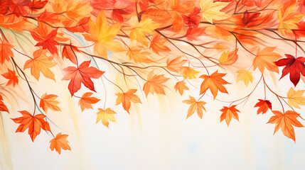 モミジの水彩イラストの背景