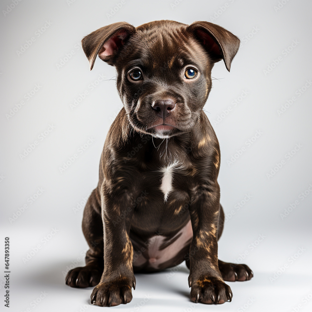 Poster Cute black and brown pitbull